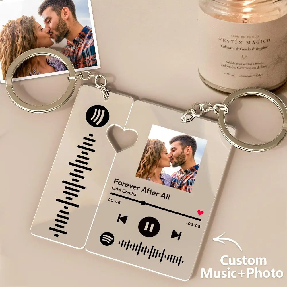 Custom Spotify Keychain With Picture Personalized Scannable Spotify Music Song Code Keychain For Couples Lover Boyfriend Gift