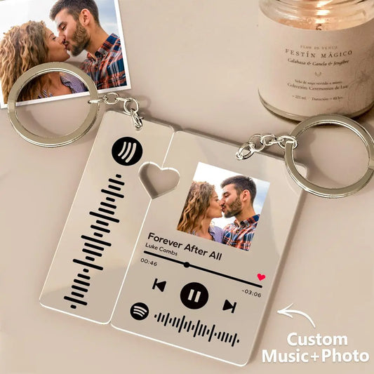 Custom Spotify Keychain With Picture Personalized Scannable Spotify Music Song Code Keychain For Couples Lover Boyfriend Gift