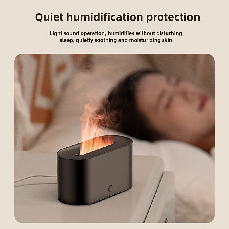 7-color simulated flame diffusion humidifier with flame-shaped smoke design for nighttime