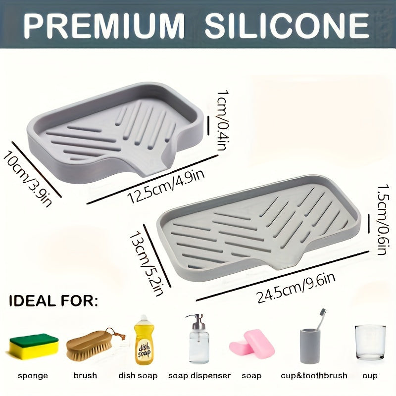 1 piece of long silicone, easy to clean and durable kitchen sink tray soap holder