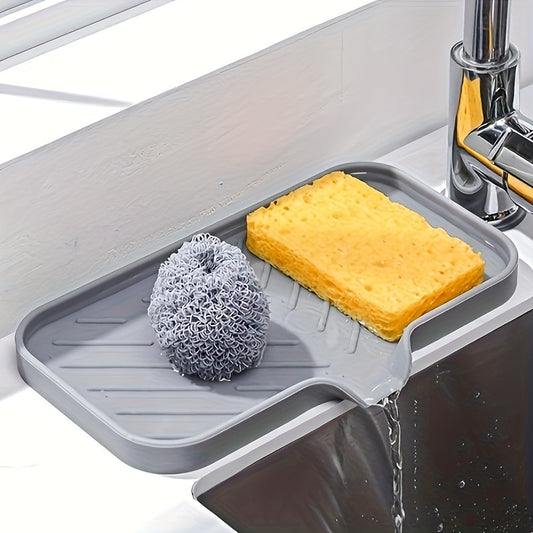 1 piece of long silicone, easy to clean and durable kitchen sink tray soap holder