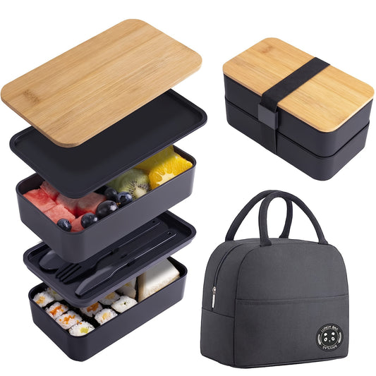 Double Layer Bento with Thermal Bag Lunch Box Suit