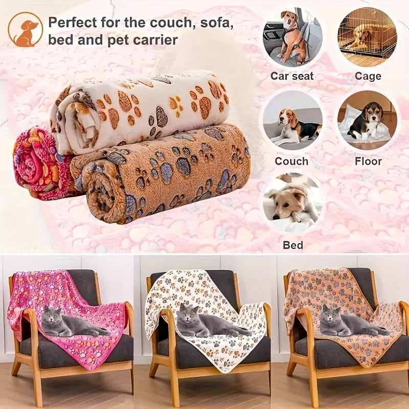 3 Pcs Coral Fleece Pet Blankets For Dogs & Cats