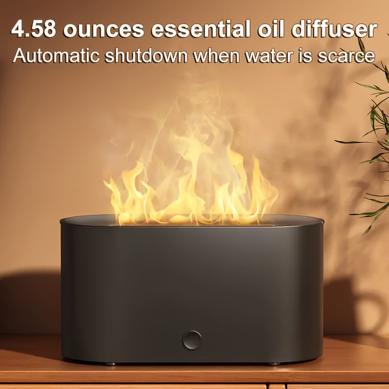 7-color simulated flame diffusion humidifier with flame-shaped smoke design for nighttime