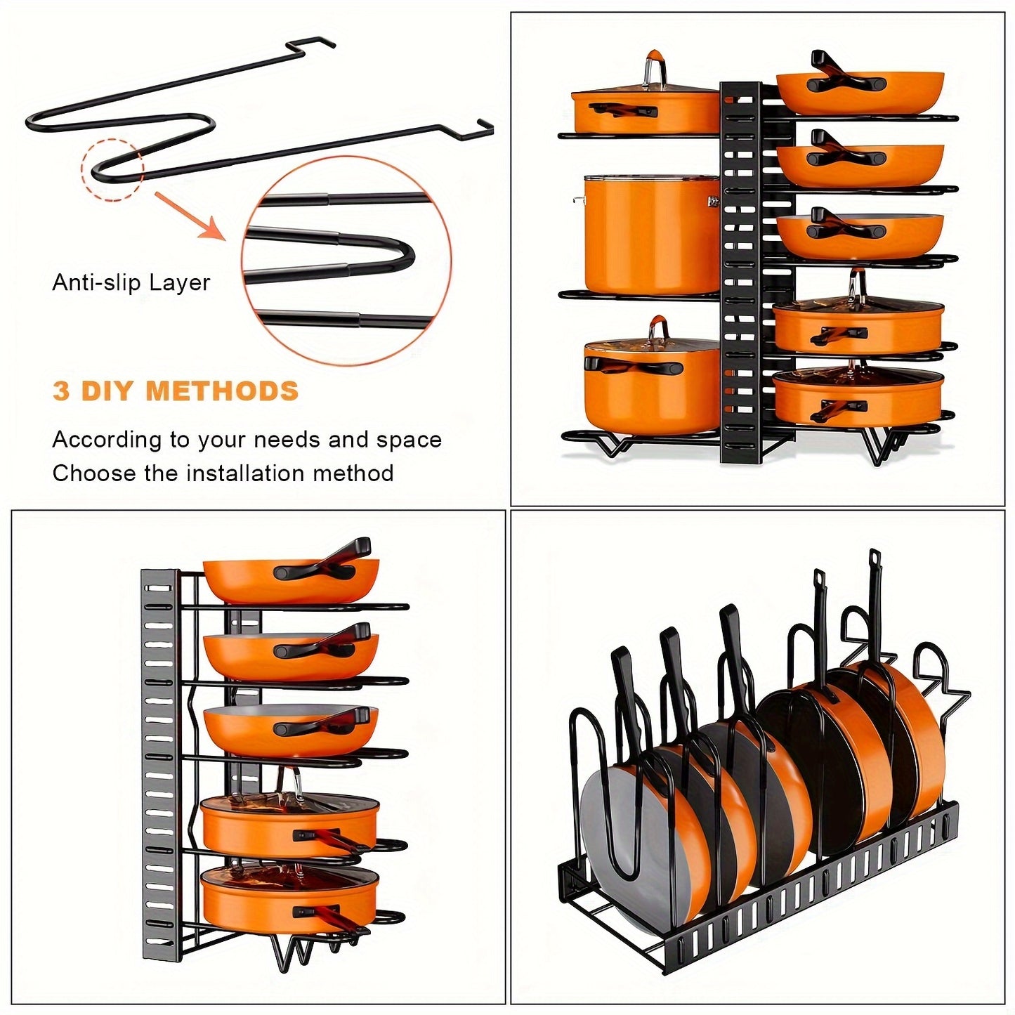 8-Tier Heavy Duty Pot Rack Organizer