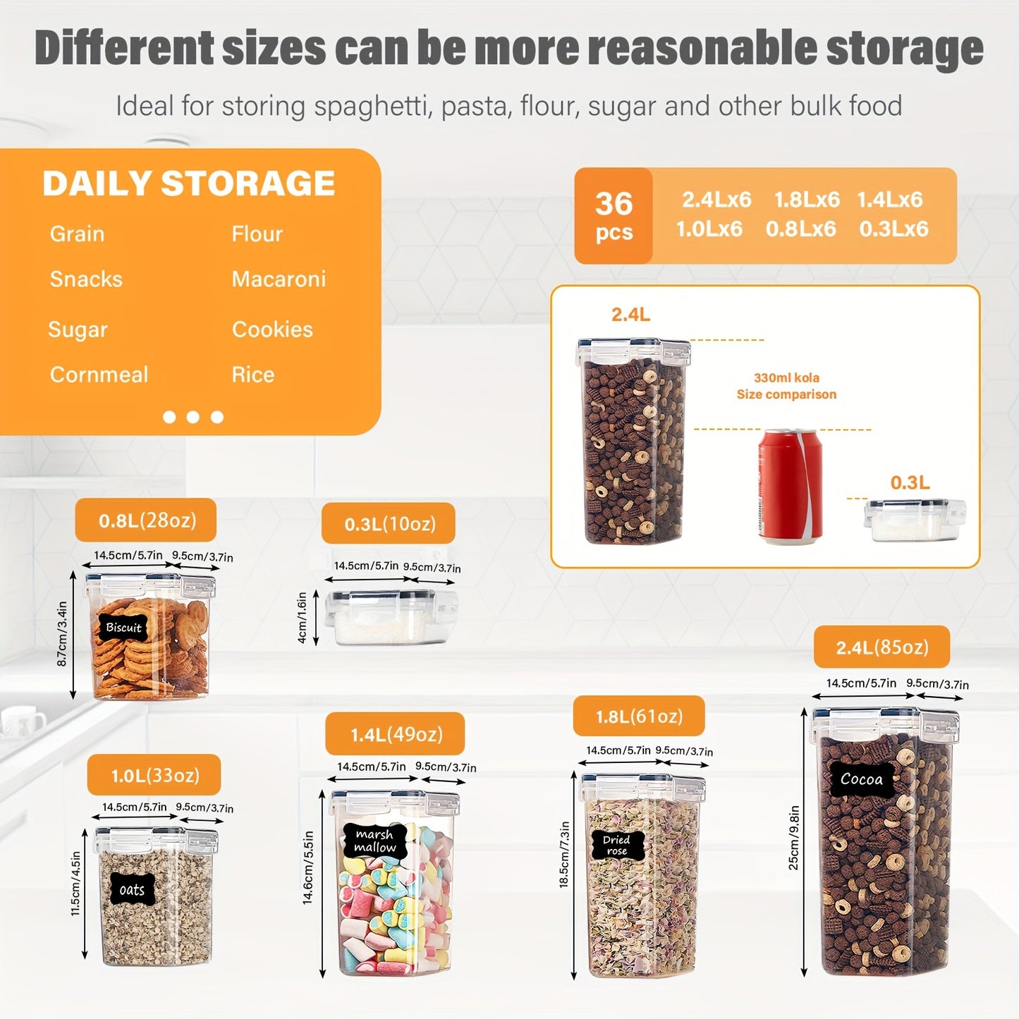 72pcs BPA-Free Airtight Food Storage Container Set - Multi-Size Plastic Jars with Lids - Labels & Markers Included