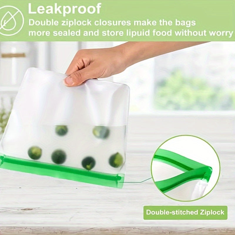 Reusable Silicone Food Storage Bag, Leak-proof Reusable Freezer Bag