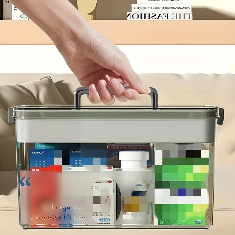 1pc Drug Storage Box with Handle, Multilayer, Large Capacity Plastic Pill Boxz