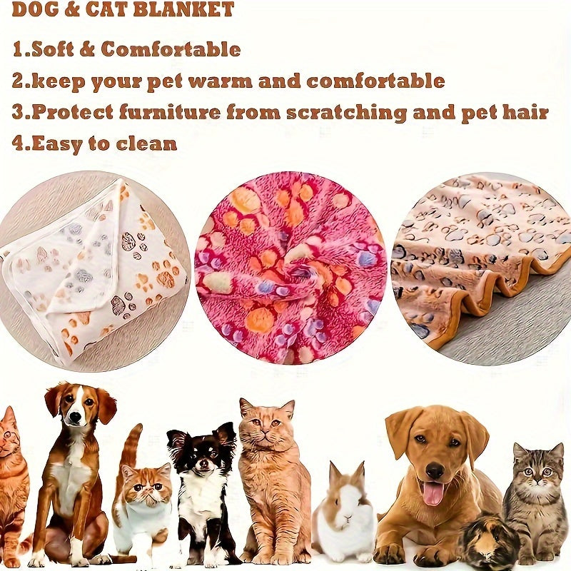 3 Pcs Coral Fleece Pet Blankets For Dogs & Cats