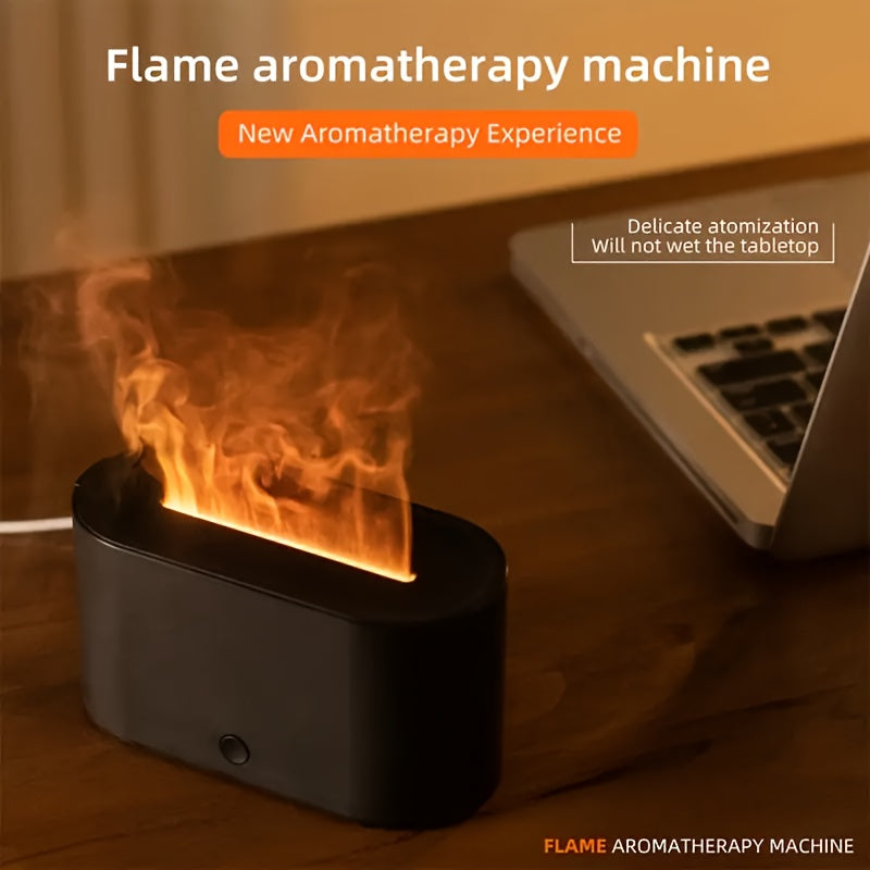 7-color simulated flame diffusion humidifier with flame-shaped smoke design for nighttime