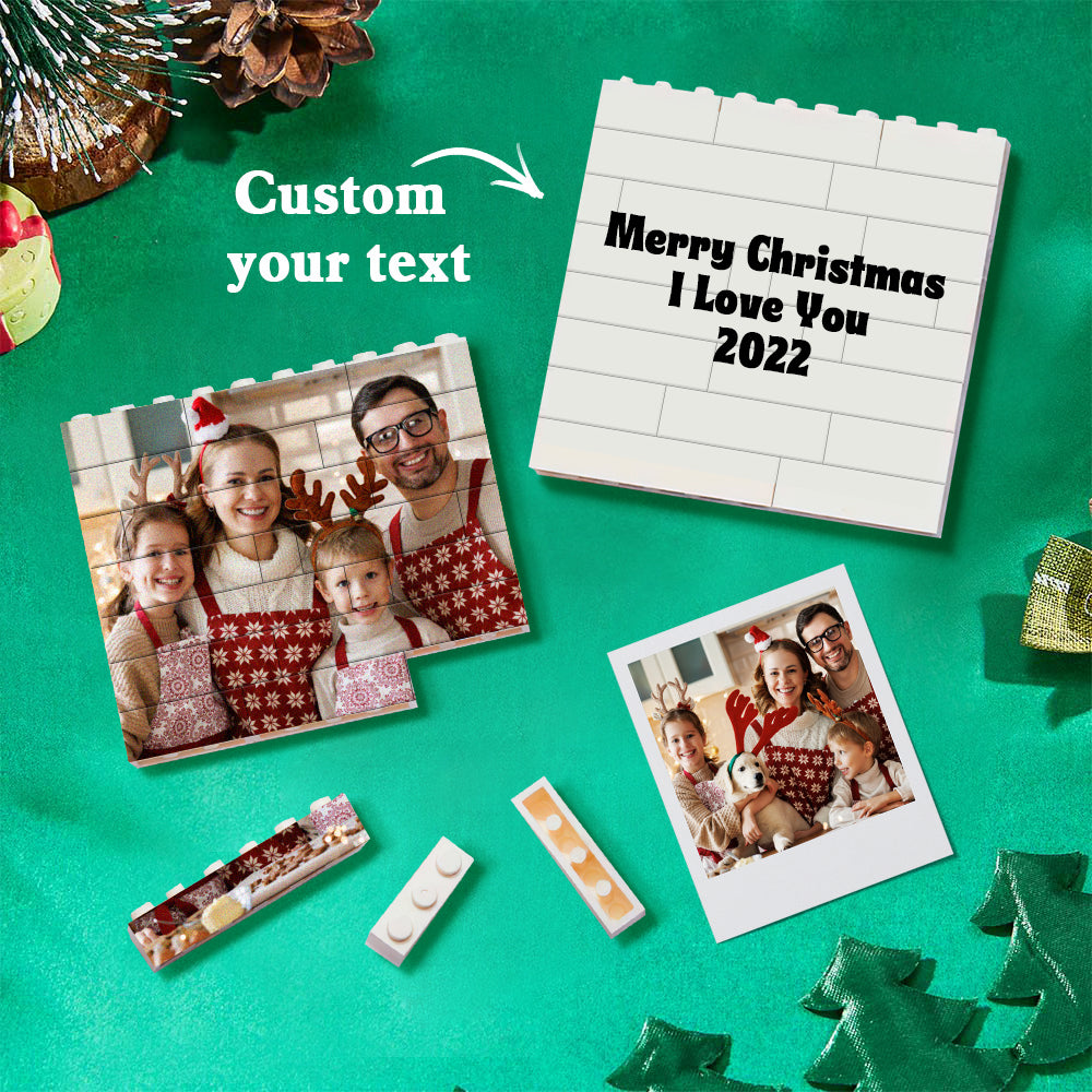 Personalized Building Brick Puzzle Photo Block Christmas Ornament