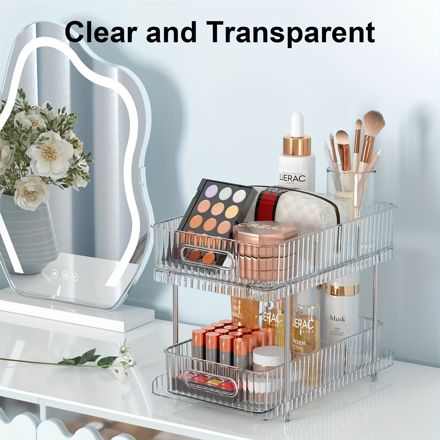 2 Pack Clear Under Sink Bathroom Storage Organizer