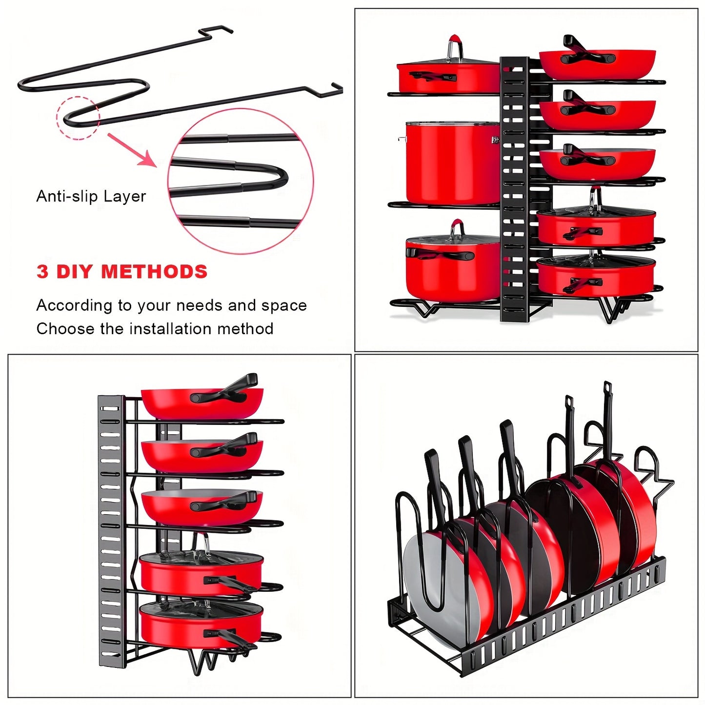 8-Tier Heavy Duty Pot Rack Organizer