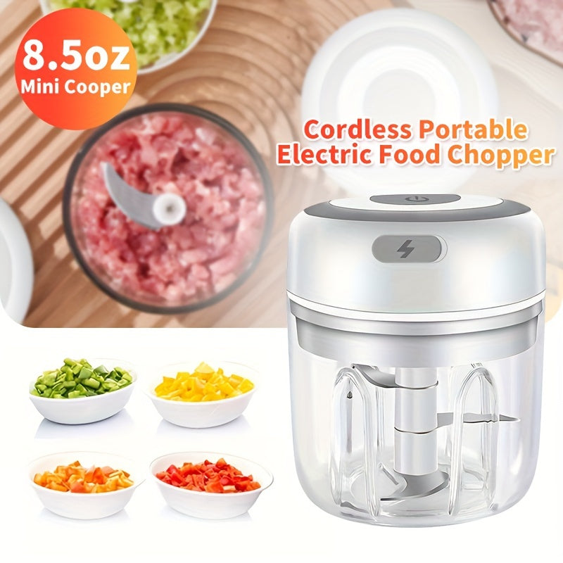 1pc 8.45 Oz Cordless Portable Electric Food Chopper: Mini Electric Garlic Chopper