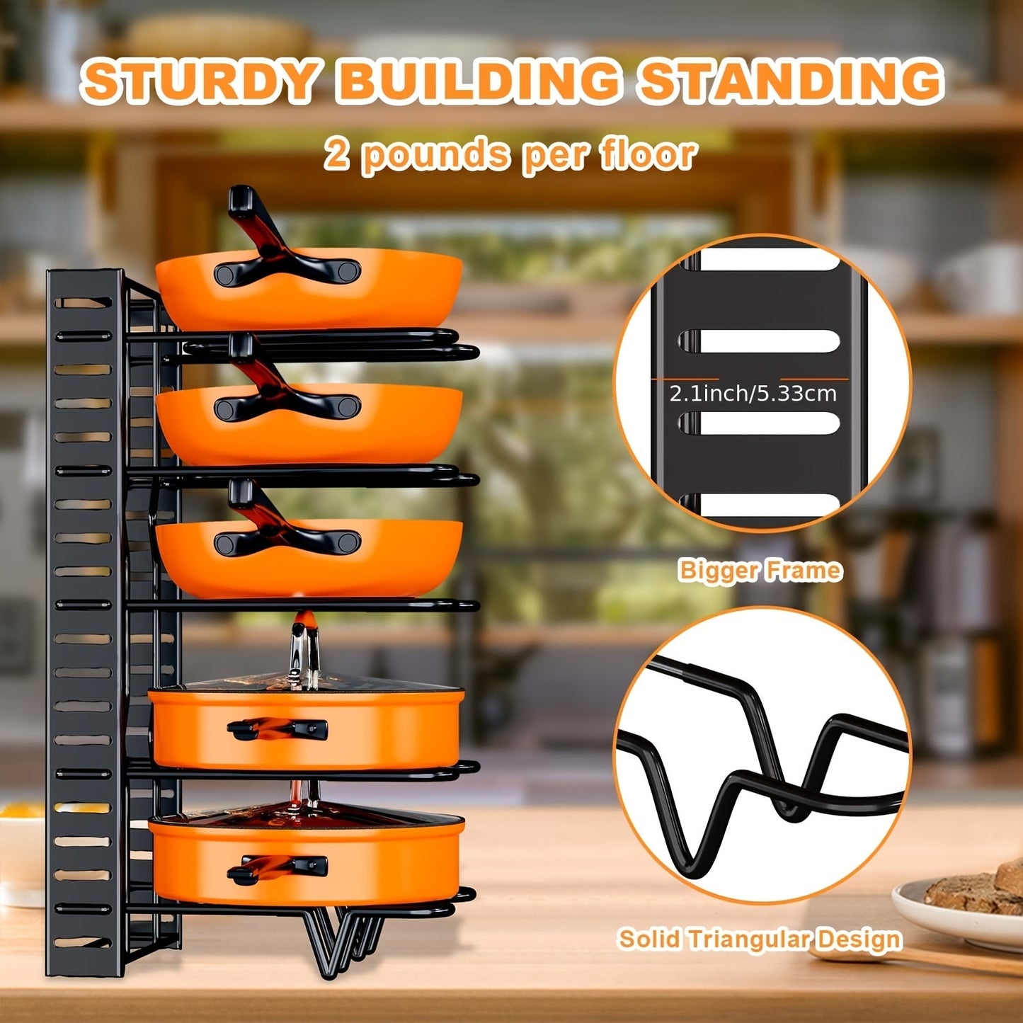 8-Tier Heavy Duty Pot Rack Organizer