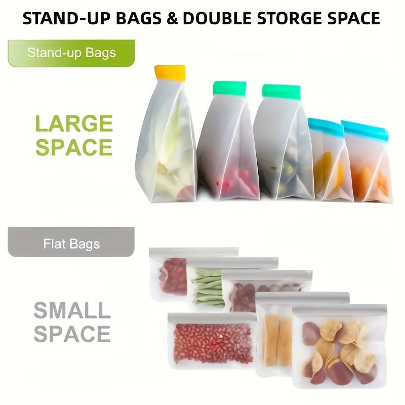 Reusable Silicone Food Storage Bag, Leak-proof Reusable Freezer Bag