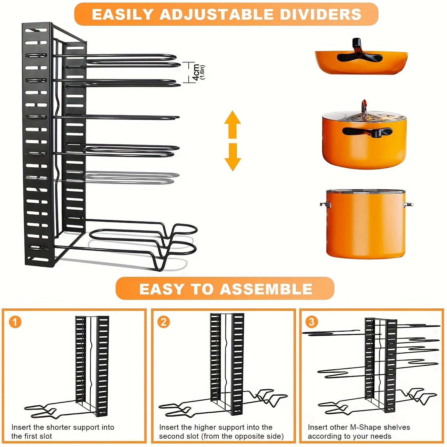 8-Tier Heavy Duty Pot Rack Organizer